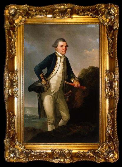 framed  John Webber Captain Cook, oil on canvas painting by John Webber, ta009-2